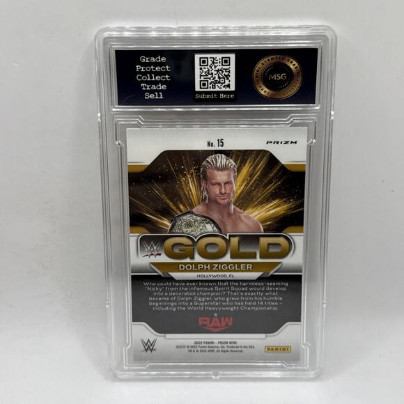 2022 Panini Prizm WWE Dolph Ziggler WWE Gold Green Prizms #15 Graded 9 Mint - Picture 2 of 2